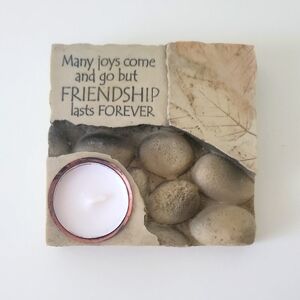 Friendship Stone Tealight Holder - Beige and Brown